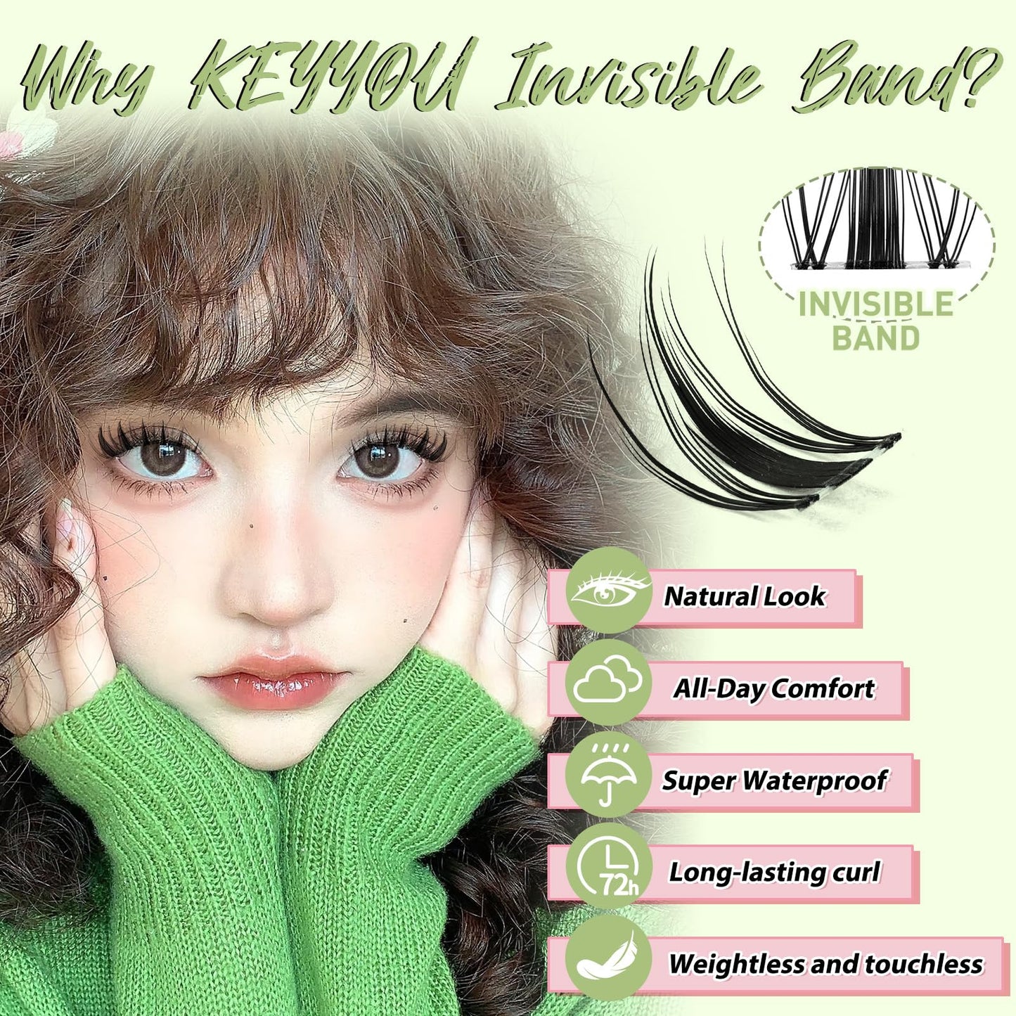 KEYYOU Fairy Lash Clusters, 0.03mm Invisible Band, Waterproof DIY at Home Beauty and Personal Care KEYYOU