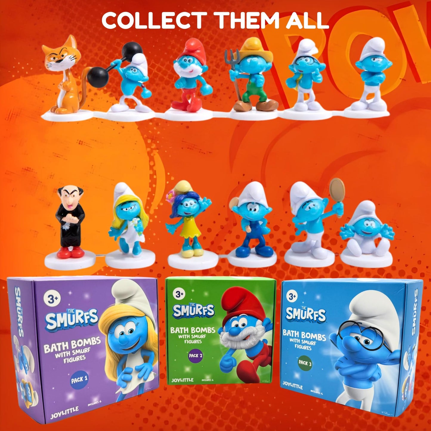 The Smurfs Bath Bombs with Action Figures-Papa Smurf, Farmer, Grouchy, and Gargamel (Pack 2) Beauty and Personal Care Joylittle