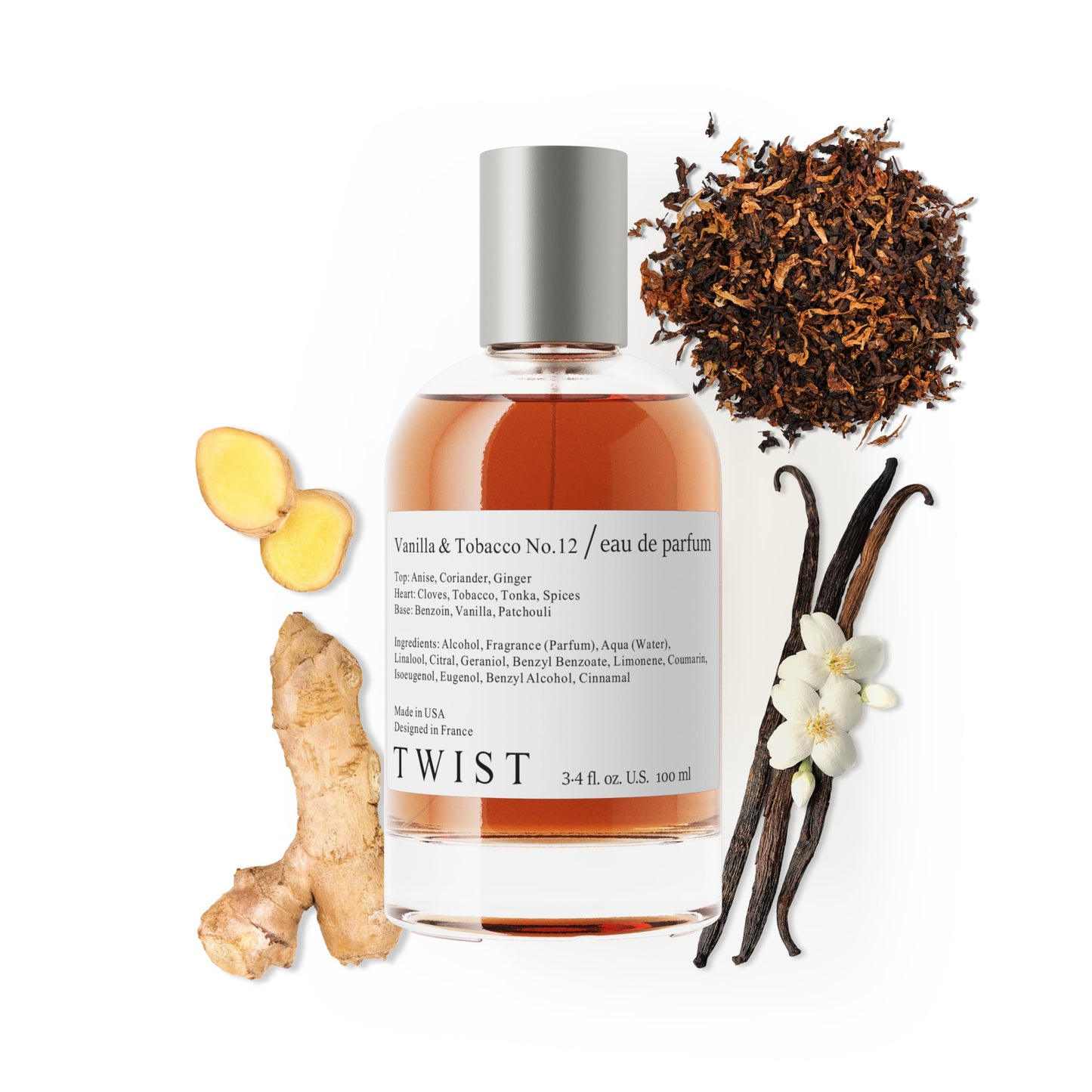 Twist - Vanilla & Tobacco No. 12 - Eau De Parfum Inspired by T. Ford Tobacco Vanille, Long-Lasting Perfume for Women & Men, Paraben Free, Vegan, Clean Beauty & Personal Care HOUSE OF TWIST