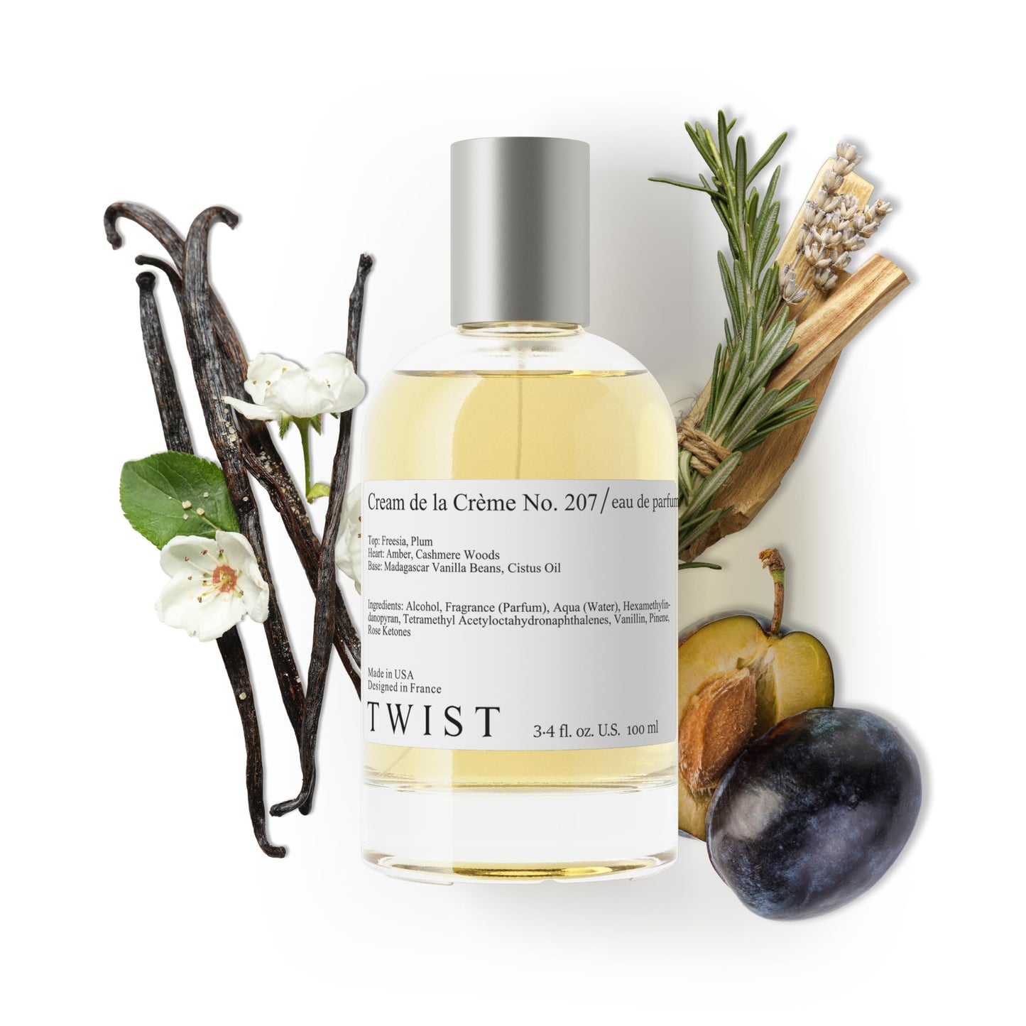 Twist Cream de la Crème No. 207- Inspired by Byre. Vanille Antique, Long-Lasting Perfume for Women and Men, Vegan, Clean Ingredients, Plum & Freesia Beauty & Personal Care HOUSE OF TWIST