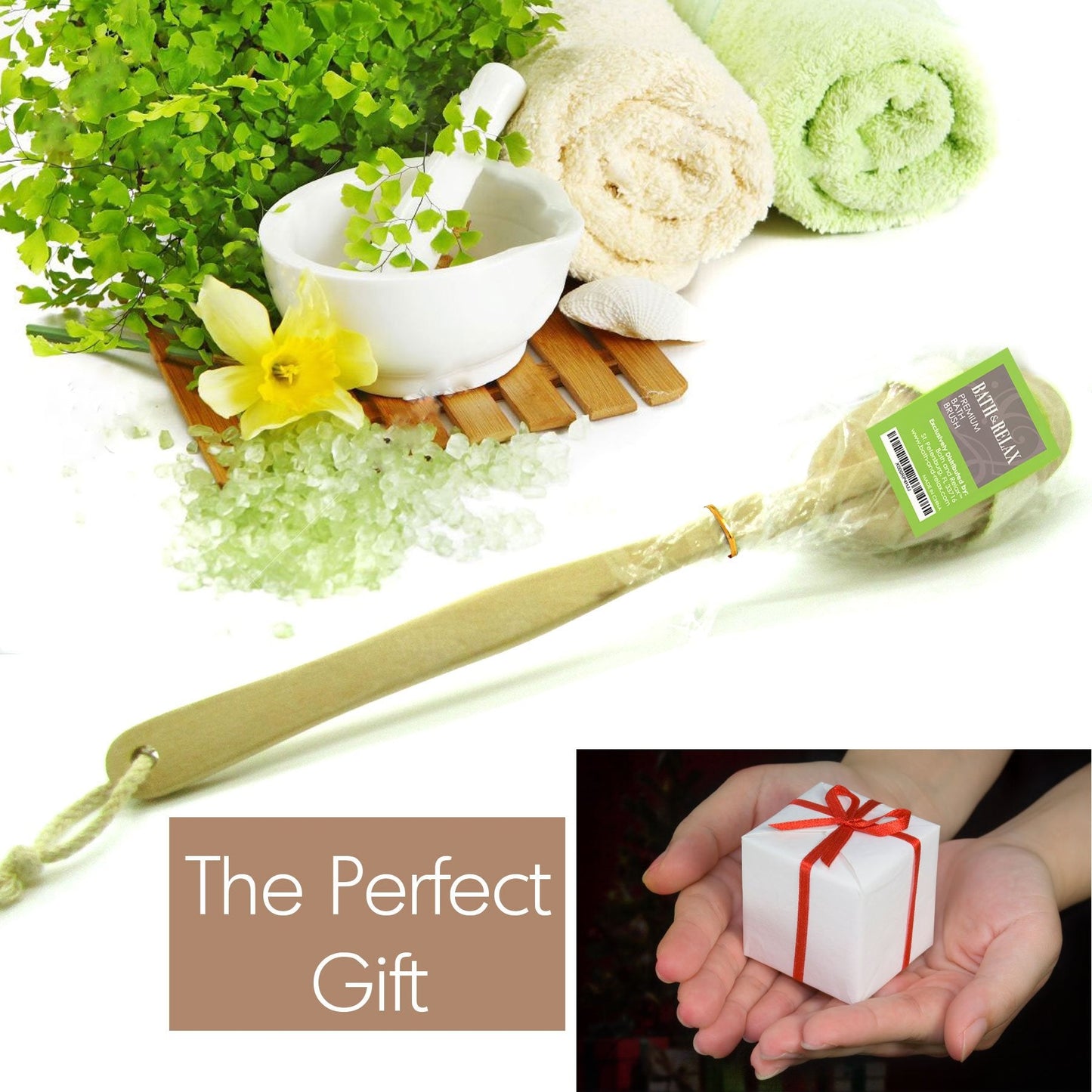 Bath & Relax New Bath Body Brush Back Scrubber Natural Bristles For Shower Exfoliating, Cleansing, Dry or Wet Skin Brushing with Long Handle Wooden Beauty and Personal Care Bath & Relax