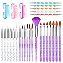 AROIC 28 Pcs Acrylic Nail Brush Set Including 7 Pcs UV Gel Nail Art Brushes, 6 Pcs 3D Nail Extension Brush, 5Pcs Double Ended Dotting Nail Pen Beauty & Personal Care AROIC