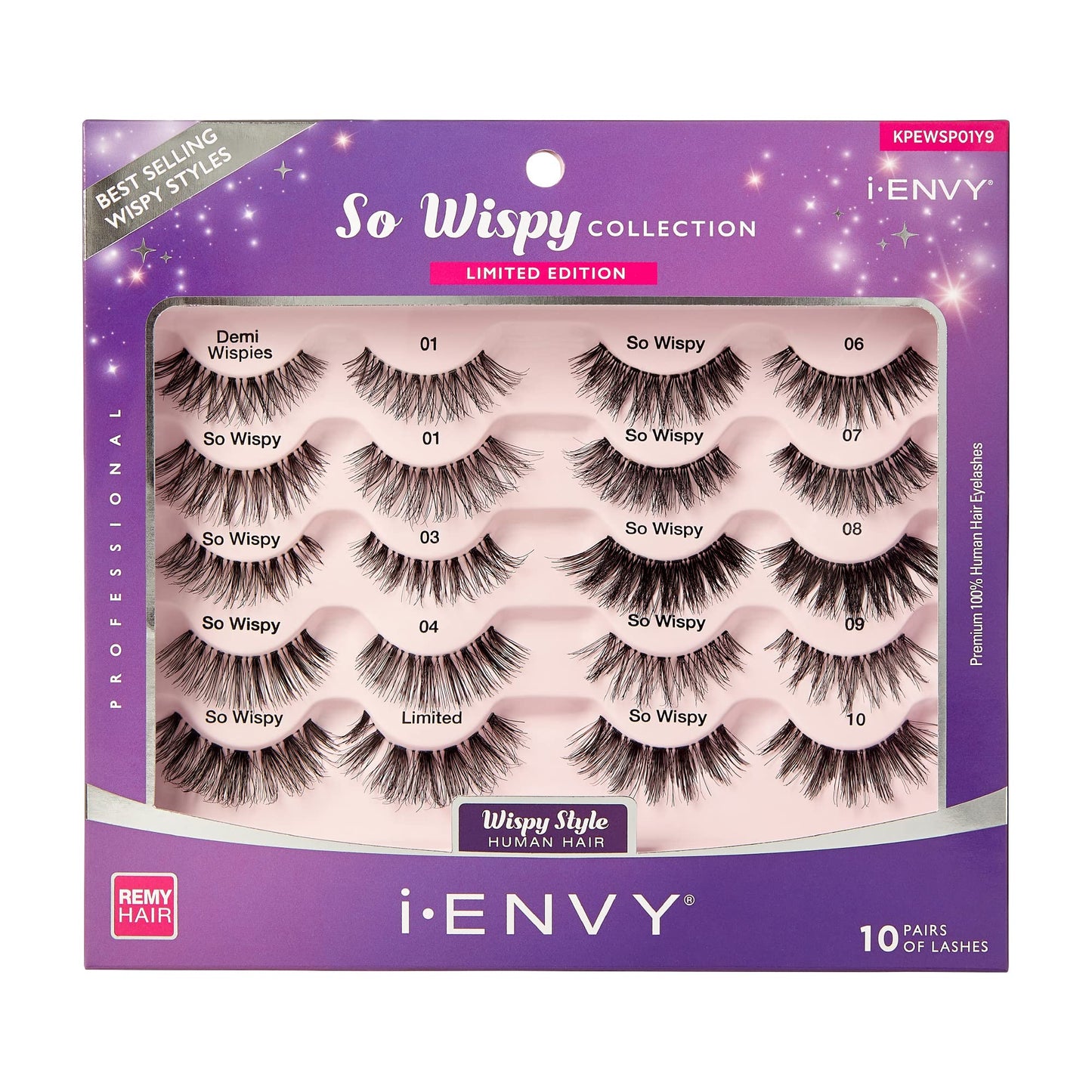 i-ENVY 10 Pairs So Wispy Human Hair Eyelashes Multipack, Natural Dramatic Fluffy False Lashes - Invisible Band, Volume & Curl, Lightweight, Reusable Beauty & Personal Care i•ENVY