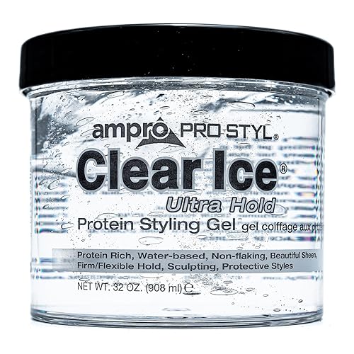 AmPro Pro Styl Clear Ice Styling Gel - Protects and Strengthens Your Strands - Non-Flaking, Alcohol Free, Vegan Formula - Flexible, Touchable Hold Beauty & Personal Care AmPro