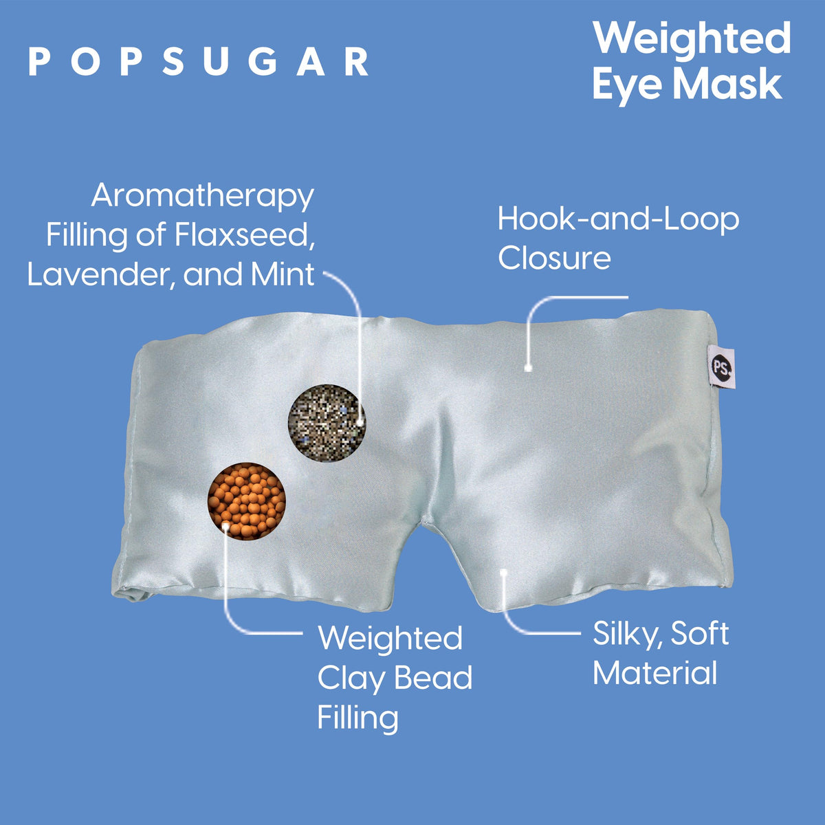 POPSUGAR Weighted Sleep Eye Mask, Light-Blocking and Silk Eye Mask for Adults and Women, Best for Sleeping and Travel, Comfortable Contoured Design Beauty & Personal Care POPSUGAR