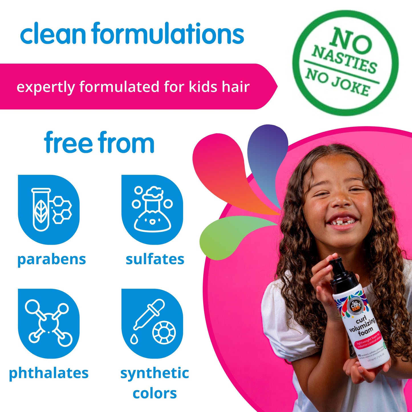 SoCozy Hair Mousse for Kids, Curl Volumizing Foam Mousse for Curly Hair (6 Fl Oz) Enhances Shine & Volume, Gentle Formula with Panthenol, Hydrolyzed Beauty & Personal Care SO COZY