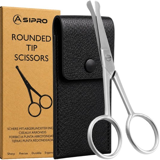 ASIPRO Nose Hair Scissors for Men & Women with Pouch Rounded Tip Scissor Blunt Nose Scissors Round Tip Scissor for Grooming Men Small Scissor for Nose Beauty and Personal Care ASIPRO