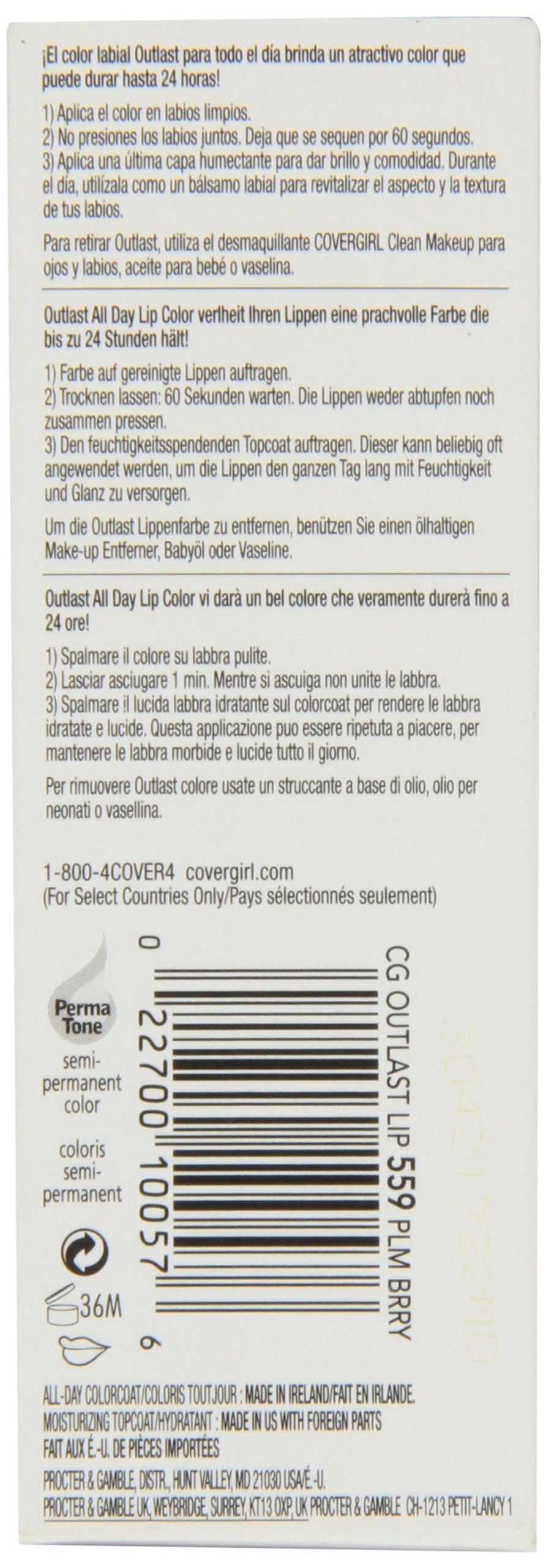 CoverGirl Outlast All Day Two Step Lipcolor, Plum Berry 559, 0.13 Ounce Beauty & Personal Care COVERGIRL
