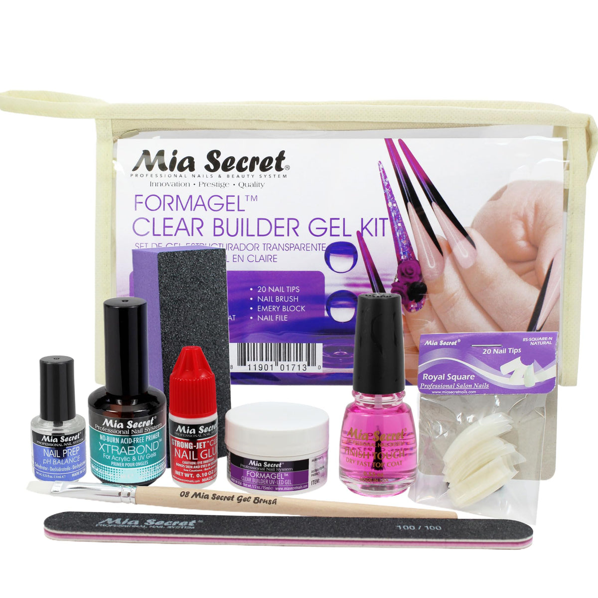 Mia Secret Formagel Builder Gel Kit CONTAINS: Nail Prep, Topcoats, Builder gel, Nail Files (Clear Kit)