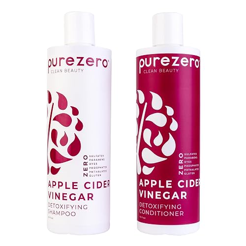 Purezero Apple Cider Vinegar Shampoo & Conditioner Set - Detox Scalp & Hair - pH balanced -Increase Hydration - Zero Sulfates, Parabens, Dyes - 100% Beauty & Personal Care Purezero