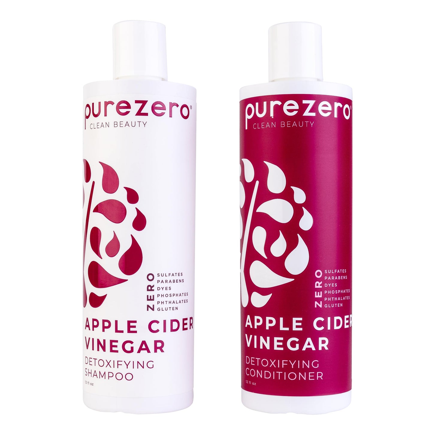 Purezero Apple Cider Vinegar Shampoo & Conditioner Set - Detox Scalp & Hair - pH balanced -Increase Hydration - Zero Sulfates, Parabens, Dyes - 100% Beauty & Personal Care Purezero