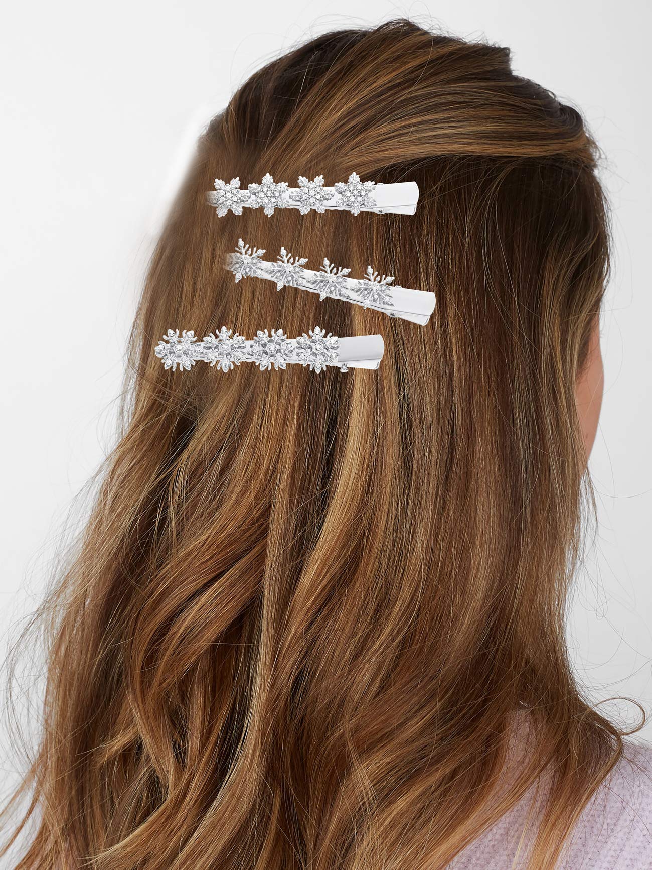 Christmas Snowflake Hair Pin Hairpin Sparkling Rhinestone Winter Snowflake Alligator Hair Clip Xmas Holiday Party Hair Barrette Hair Accessories Beauty & Personal Care YAHPERN