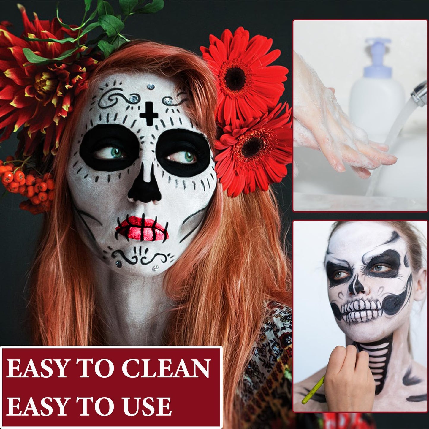 WENJLYJ Clown Black White Red Face Body Paint Makeup,Waterproof Halloween Face Paint Professional Joker Black White Red Clown Wheel for Cosplay Halloween Beauty & Personal Care WENJLYJ
