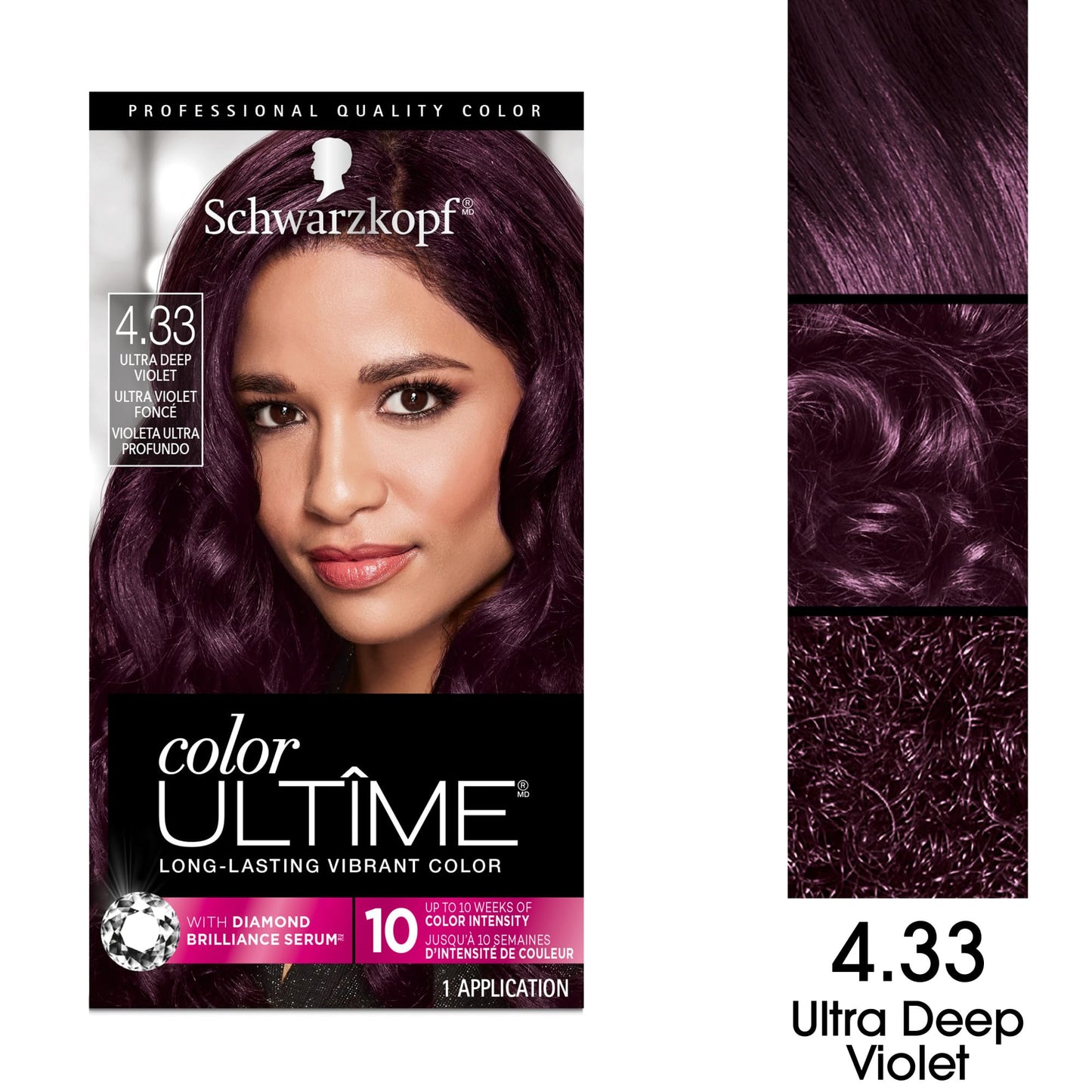 Schwarzkopf Color Ultime 4.3 Ultra Deep Violet Hair Dye, Permanent Intense Violet with Diamond Brilliance, Fade-Resistant, Covers Grays, All Hair Beauty & Personal Care Schwarzkopf