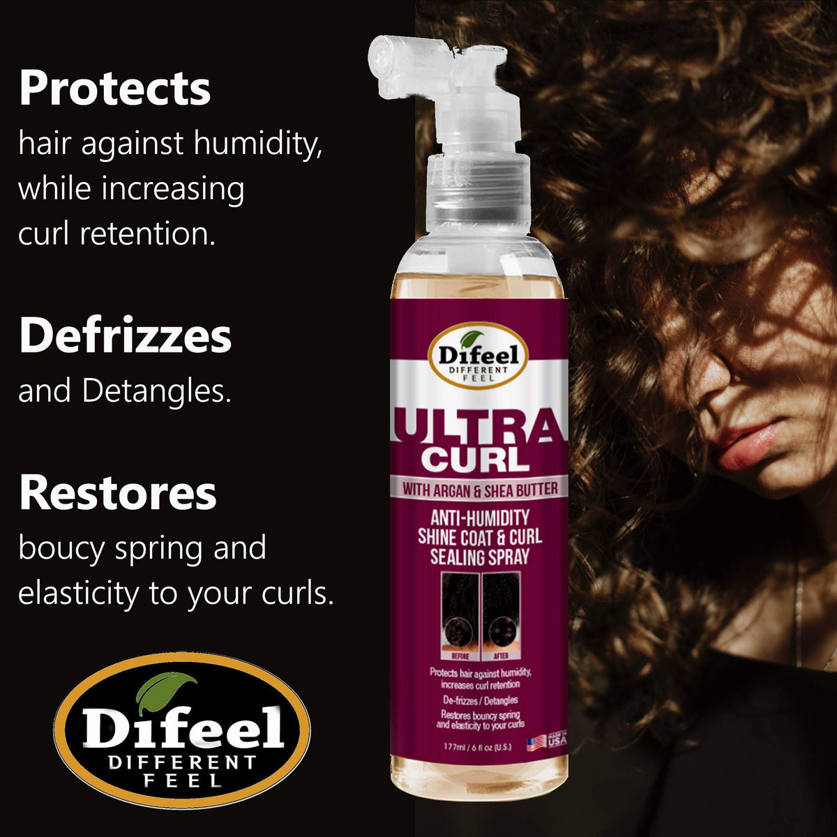 Difeel Ultra Curl Sealing Spray, 8 oz - Hair Treatment for Curly Hair, Anti-Frizz and Humidity-Proof Beauty & Personal Care Difeel