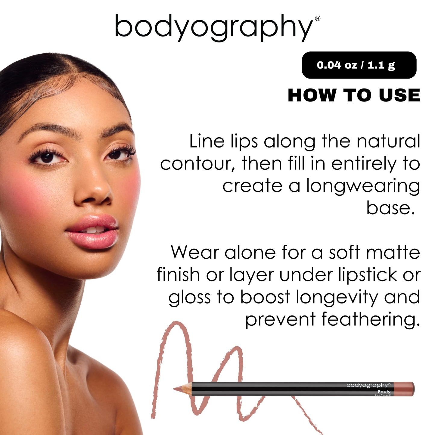 Bodyography Barely There Lip Pencil | Lip Liner Pencil with Coconut Oil, Vitamin E & C | Long-Lasting, Matte Liner for Definition & Color | Makeup Beauty & Personal Care Bodyography
