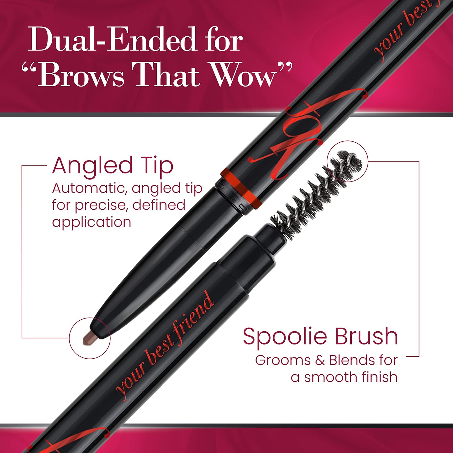 YBF Beauty Eyebrow Pencil - Universal Automatic Brow Pencil With Spoolie Brush - Perfect Eyebrow Makeup Shaper - Taupe Eyebrow Liner - 2 Pack Beauty & Personal Care ybf
