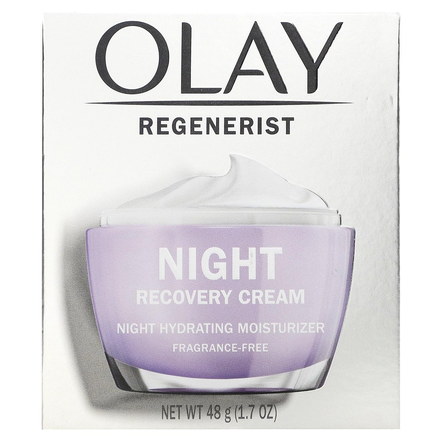(Pack of 2) 0LAY Regenerist NIGHT RECOVERY Cream - FRAGRANCE FREE - 1.7 Fl Oz (48 g) EACH - Advanced Anti-Aging Moisturize Beauty & Personal Care Olay