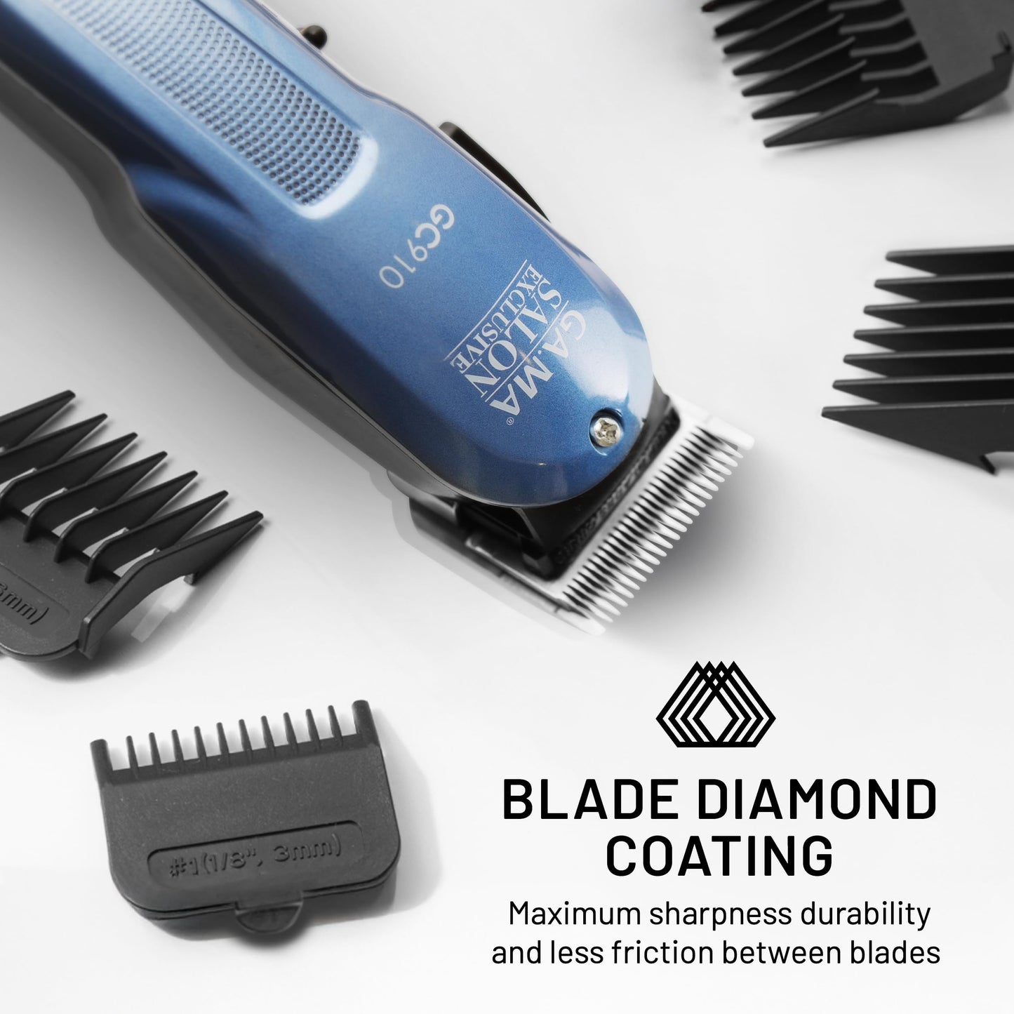 GA.MA GC910 Hair Clipper, Corded or Cordless, Ultra-Sharp Stainless Steel Blade, 2-Hour Fast Charging, Adjustable Cutting Lengths, Blue Beauty and Personal Care GA.MA ITALY PROFESSIONAL