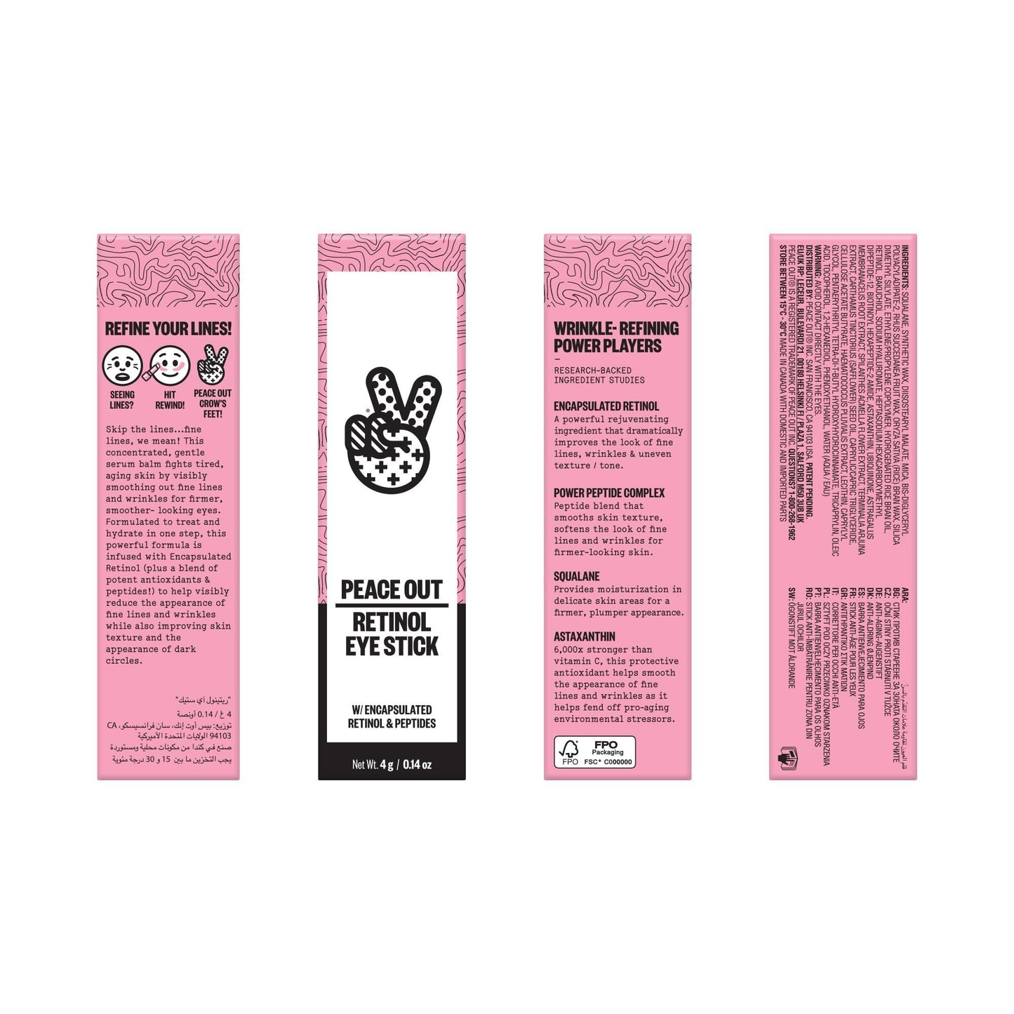 PEACE OUT Retinol Eye Stick, Under Eye Treatment for Hydration, Fine Lines & Wrinkles, with Encapsulated Retinol, Peptides & Squalane for Smoother Beauty & Personal Care PEACE OUT