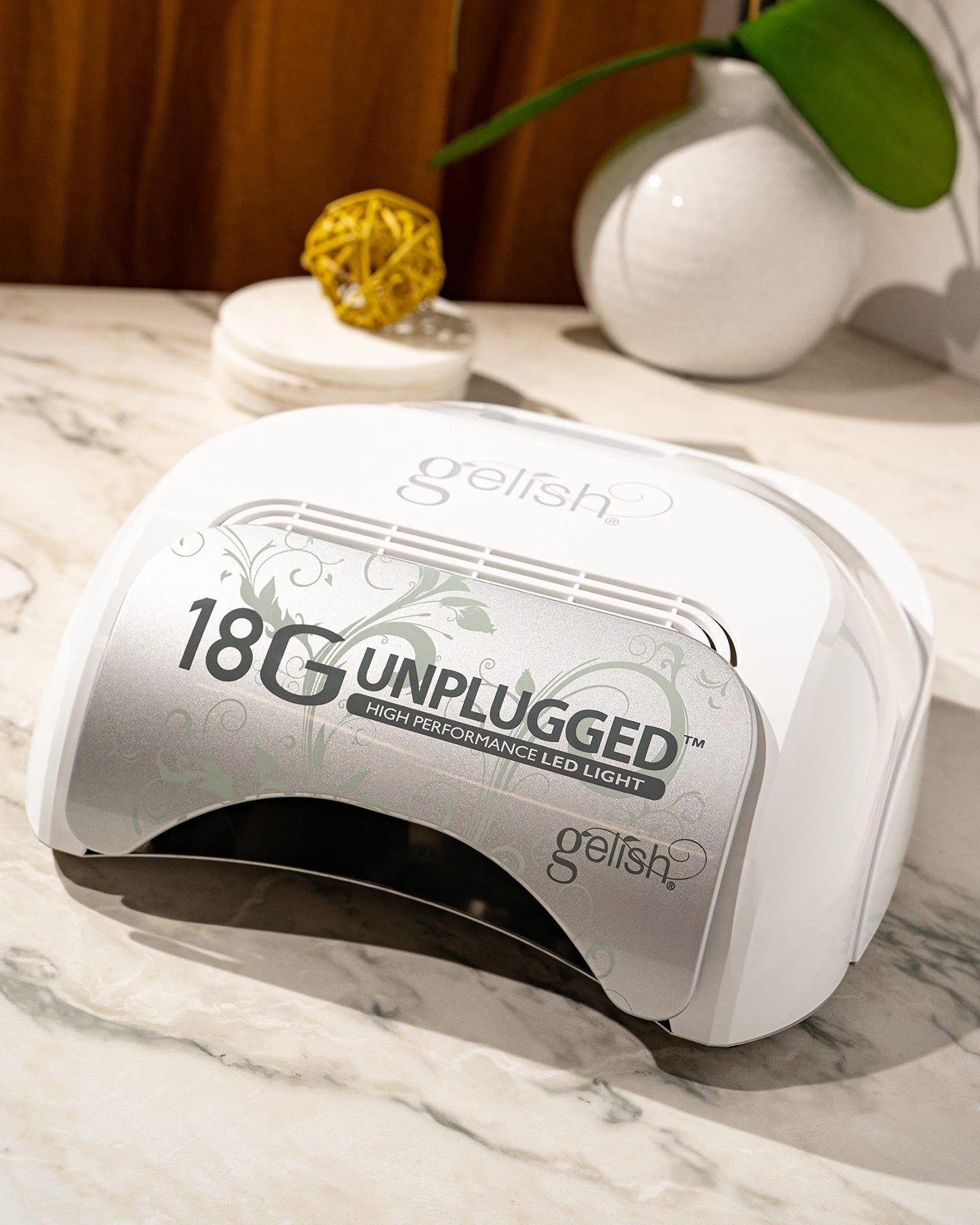 Gelish 18G Unplugged LED Light - Portable, Rechargeable, 36W, White & Silver, Intelligent Power Assist, Motion Sensors, Timer, Magnetic Tray Beauty & Personal Care Gelish