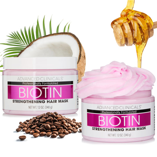 Advanced Clinicals Biotin Hair Treatment Anti-Breakage Repair Hair Mask. Strengthen Broken, Color-Treated Hair W/Repairing Deep Conditioner Manuka