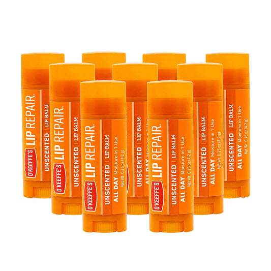 O'Keeffe's Unscented Lip Repair Lip Balm for Dry, Cracked Lips, Stick, (Pack of 9) Beauty and Personal Care O'Keeffe's