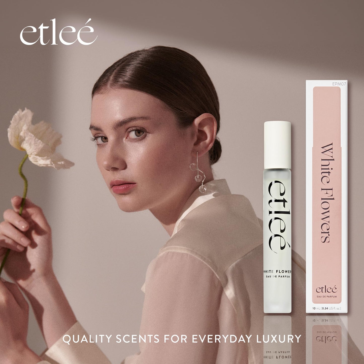 ETLEÉ White Flowers Eau de Parfum 0.34oz, Long Lasting Perfume Inspired by Paradoxe, Oriental Fougere Notes With Vanilla, Amber, Musk, Pear, Citrus Beauty & Personal Care ETLEÉ