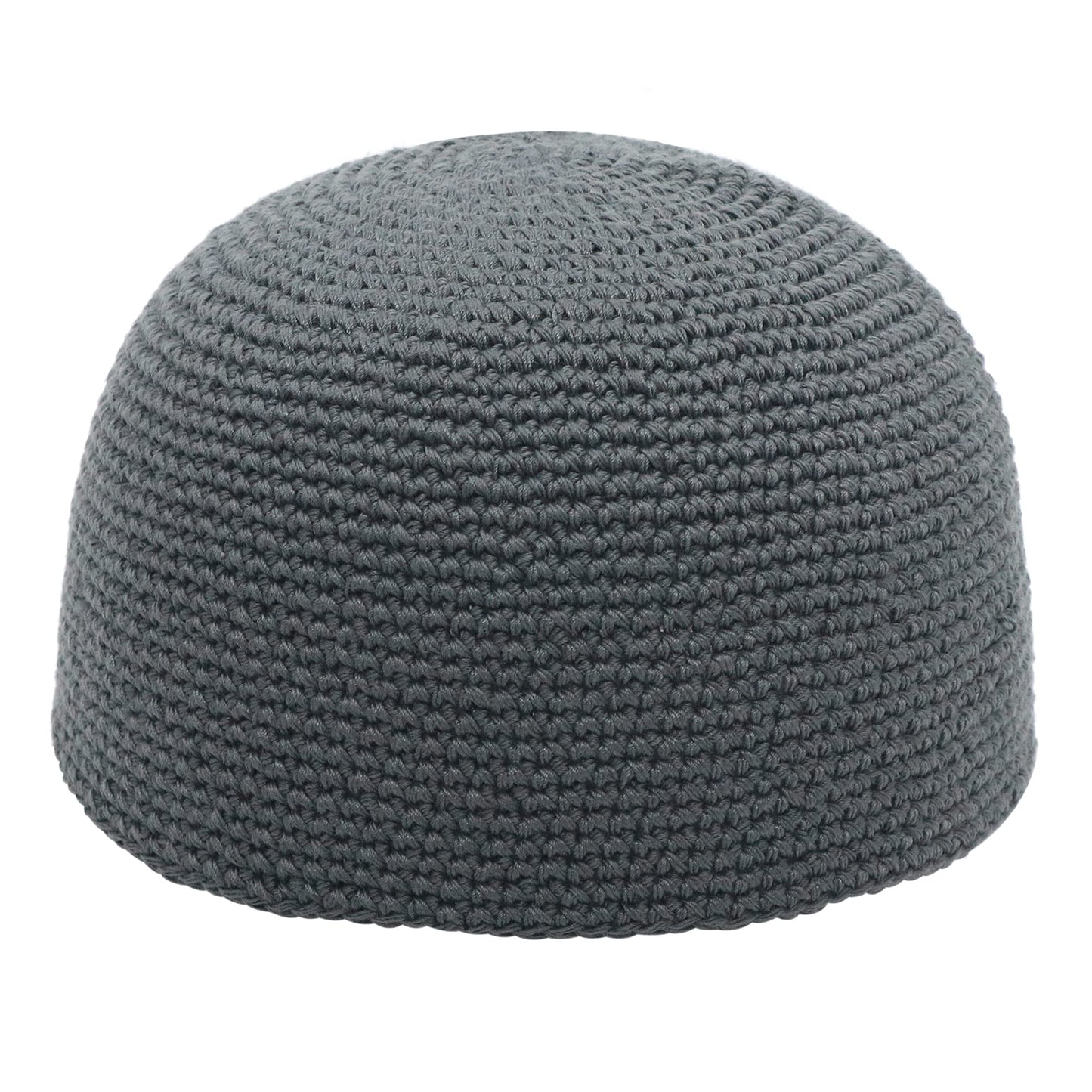 TheKufi Cotton Kufi Skull Cap - Dark Gray Hand-Crocheted 100% Cotton Head Cover M= 22.5" (57cm) Beauty and Personal Care TheKufi