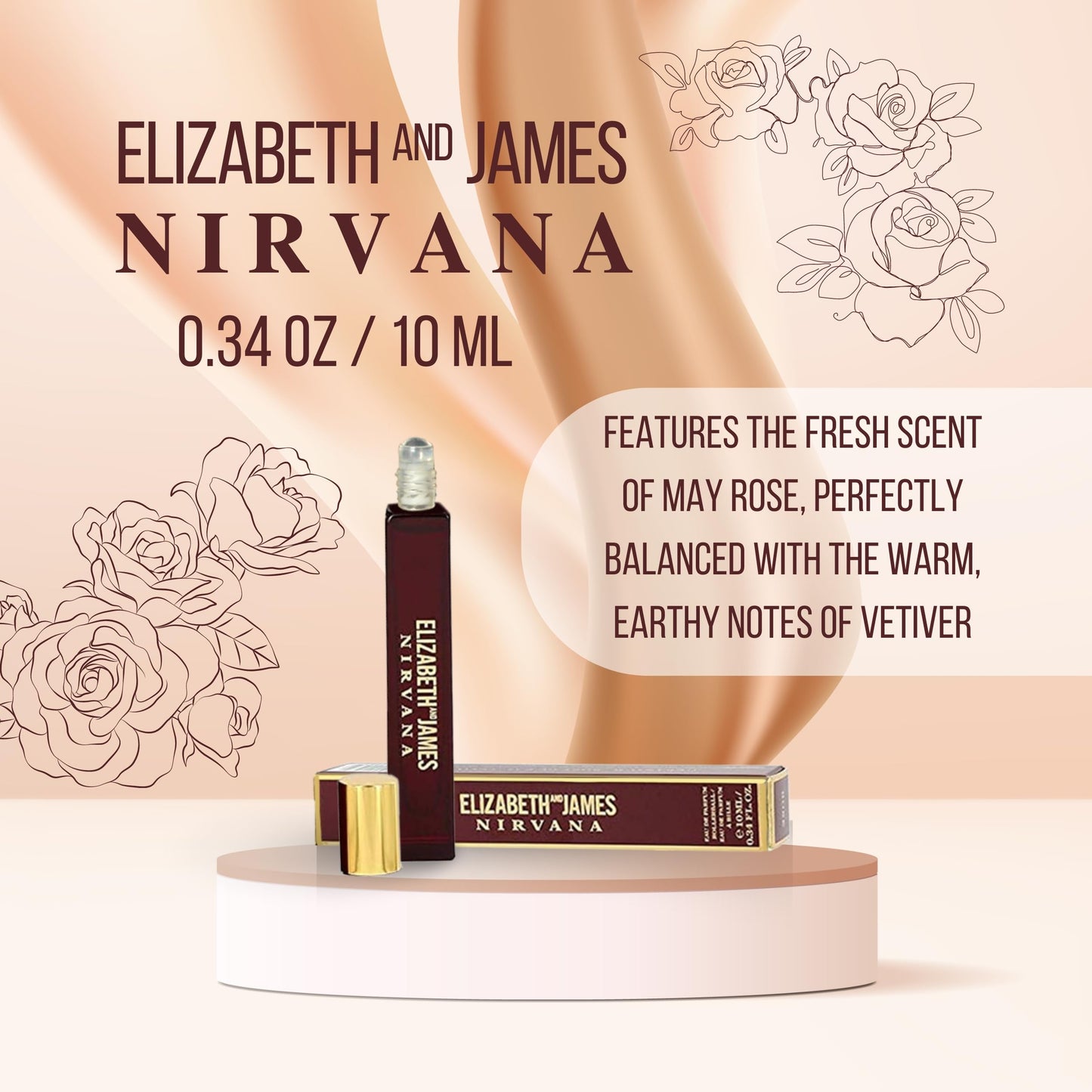 Nirvana Rose By Elizabeth And James Eau De Parfum Rollerball 0.34 Oz Mini Beauty & Personal Care Elizabeth and James