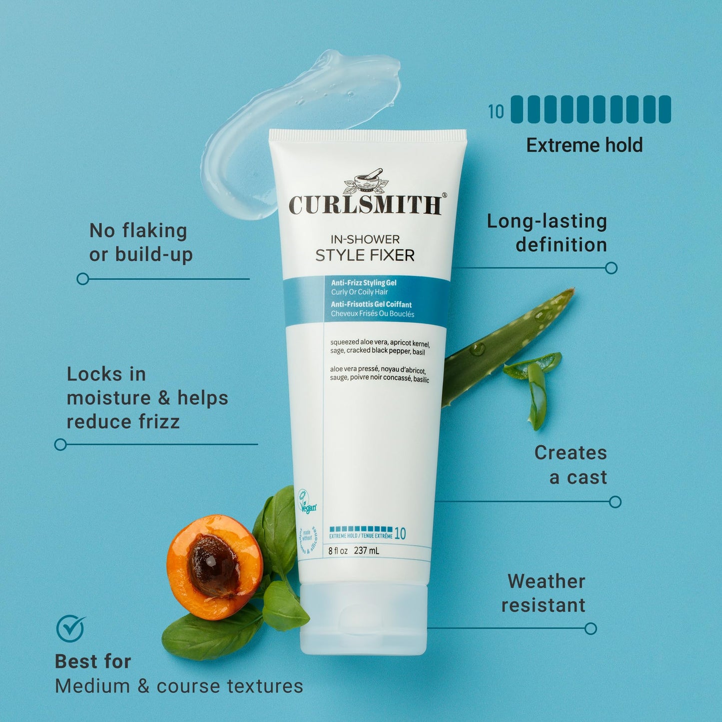 CURLSMITH - In-Shower Style Fixer - Vegan Extreme Hold Styling Gel for Dry,Wavy,Curly or Coily Hair (8oz),(Pack of 2) Beauty and Personal Care CURLSMITH