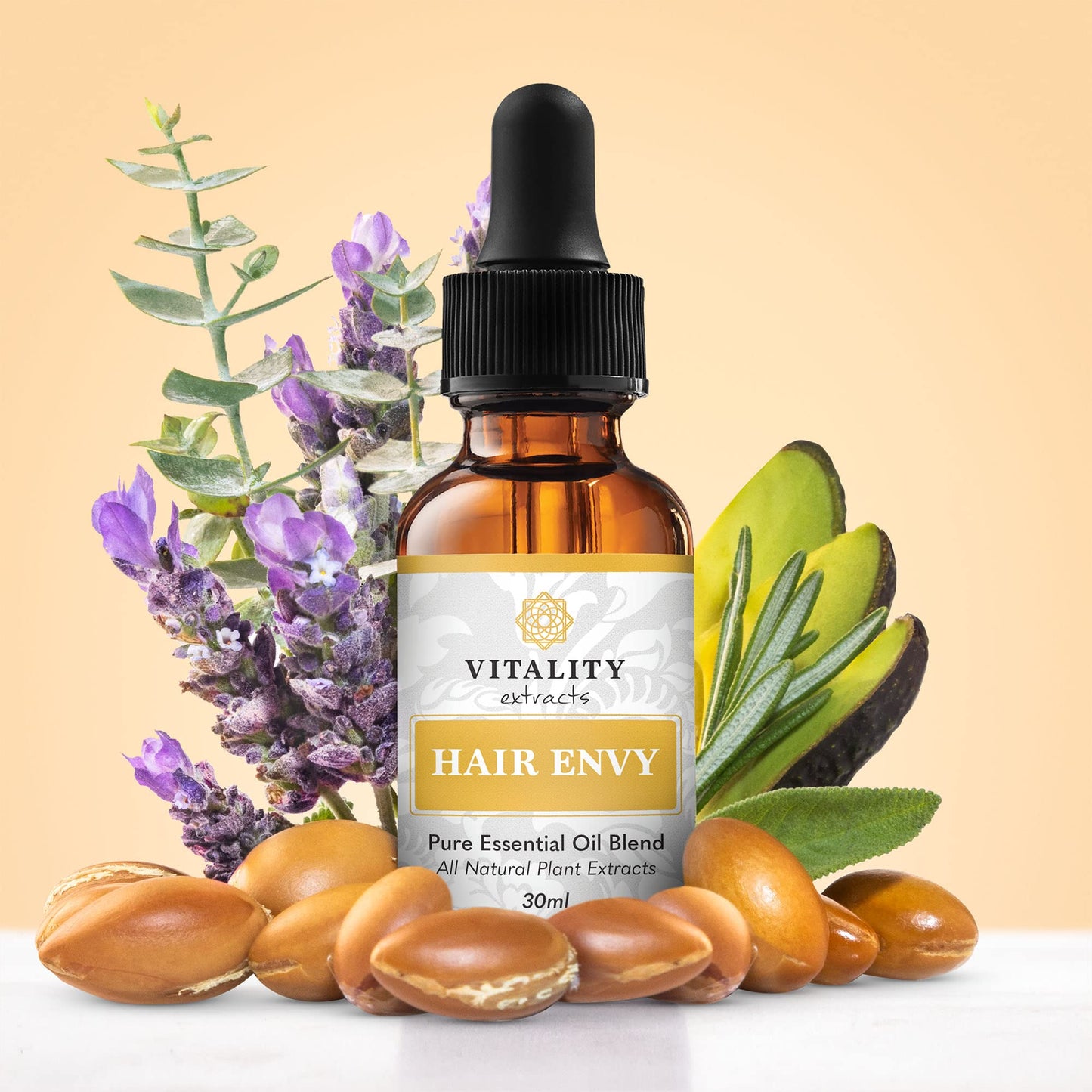 Vitality Extracts Hair Envy - Natural Hair Growth Serum - 100% Pure Essential Oils, 15 Plant Extracts, No Synthetics, No Parabens - Strengthen Hair Beauty & Personal Care Vitality