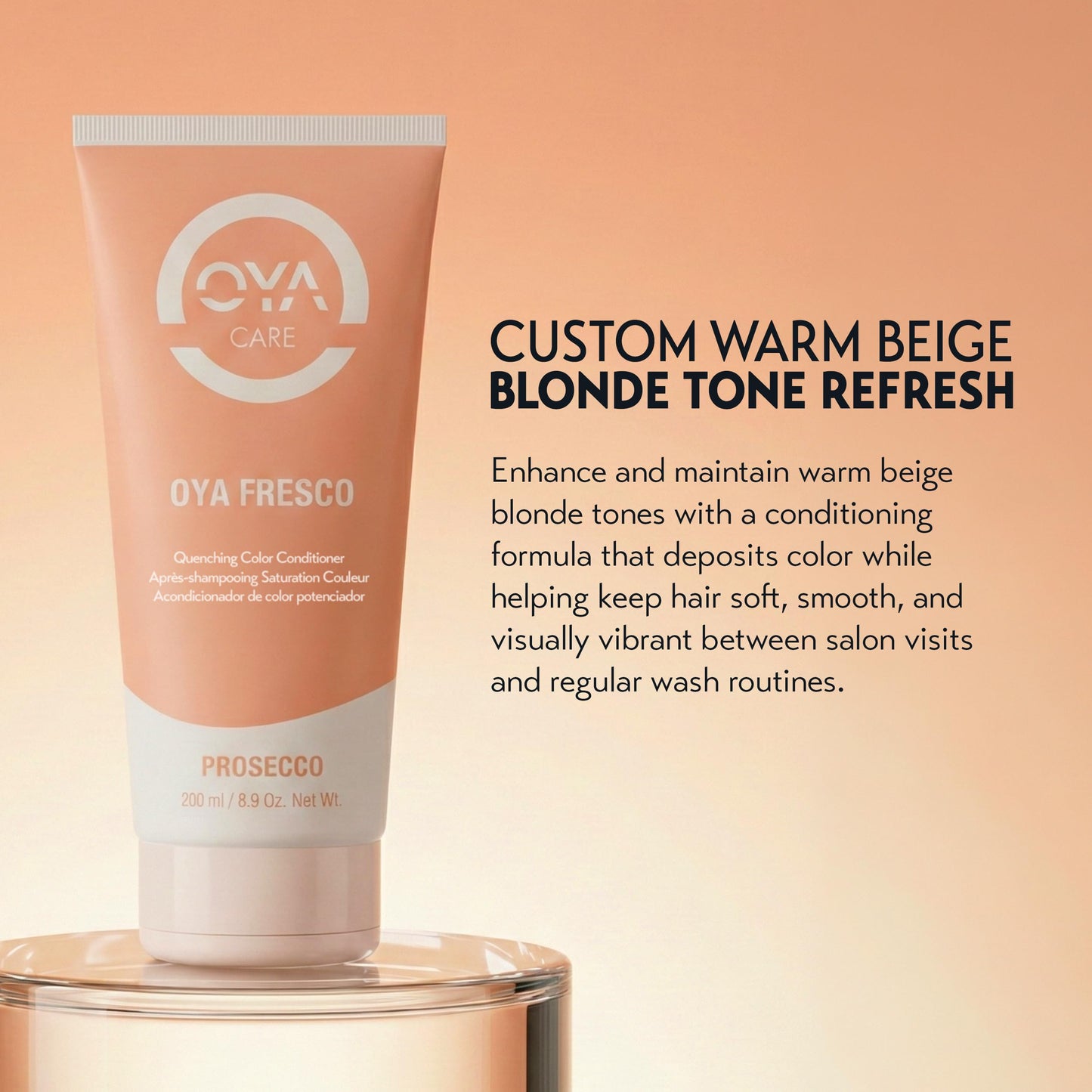 OYA Fresco Quenching Color Conditioner - Prosecco - Semi Permanent Color Depositing Conditioner for Blonde Hair - Enhances & Maintains Beige Blonde Beauty & Personal Care OYA