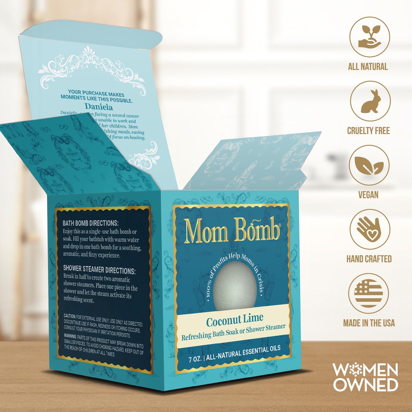 Mom Bomb Coconut Lime Bath Bomb (Shower Steamer) - Essential Oils, Clean Ingredients - Relaxing Aromatherapy Fizz, Skin-Softening - Made in USA… Beauty & Personal Care Mom Bomb
