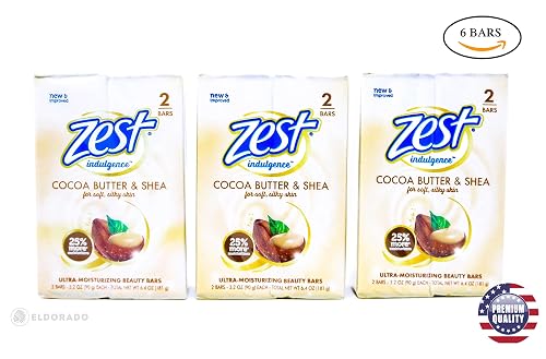 Zest Creamy Cocoa Butter & Shea Soap, 6 Bars, 3.2 Oz. Each Beauty & Personal Care Zest