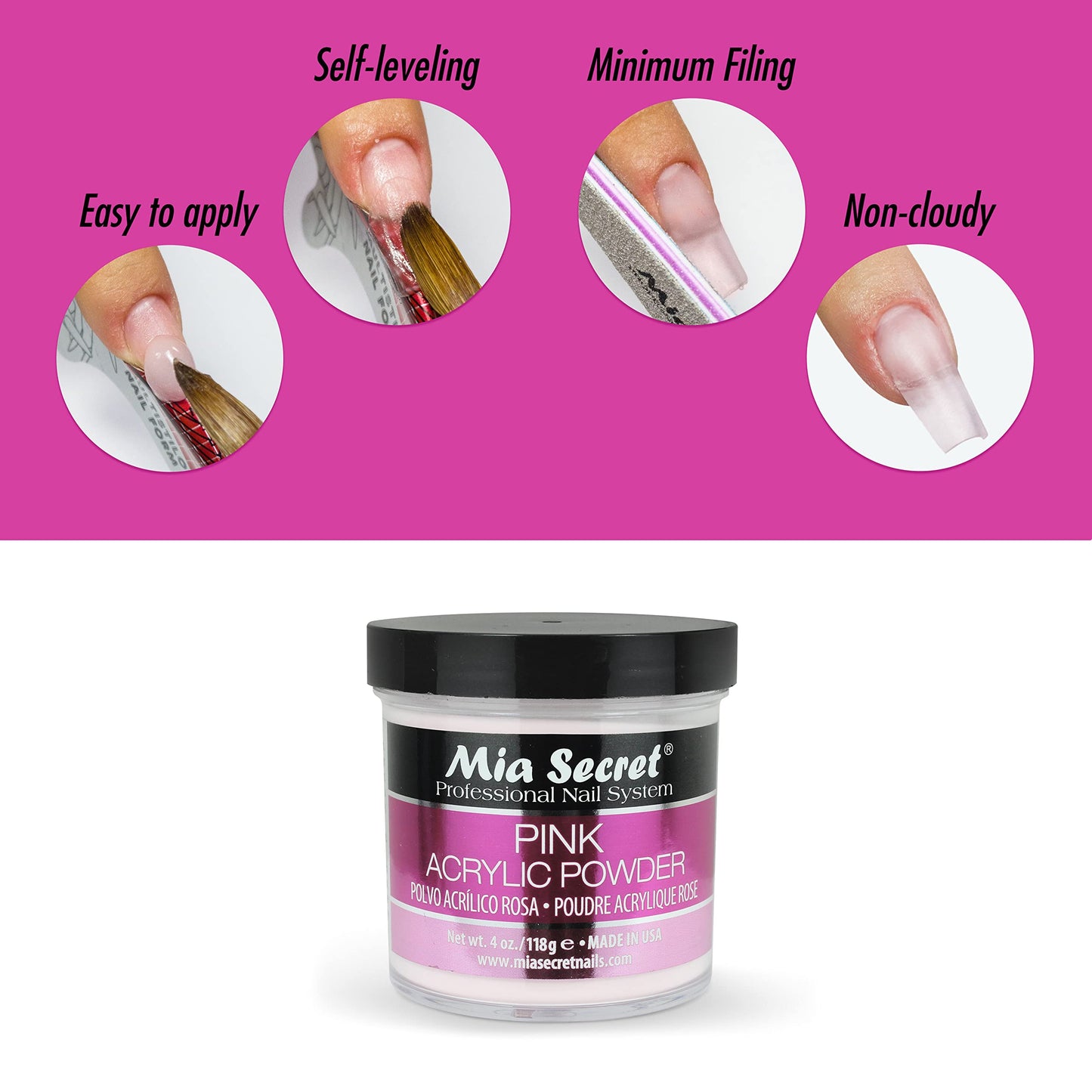 Mia Secret Pink Acrylic Powder 4 oz. Beauty & Personal Care Mia Secret