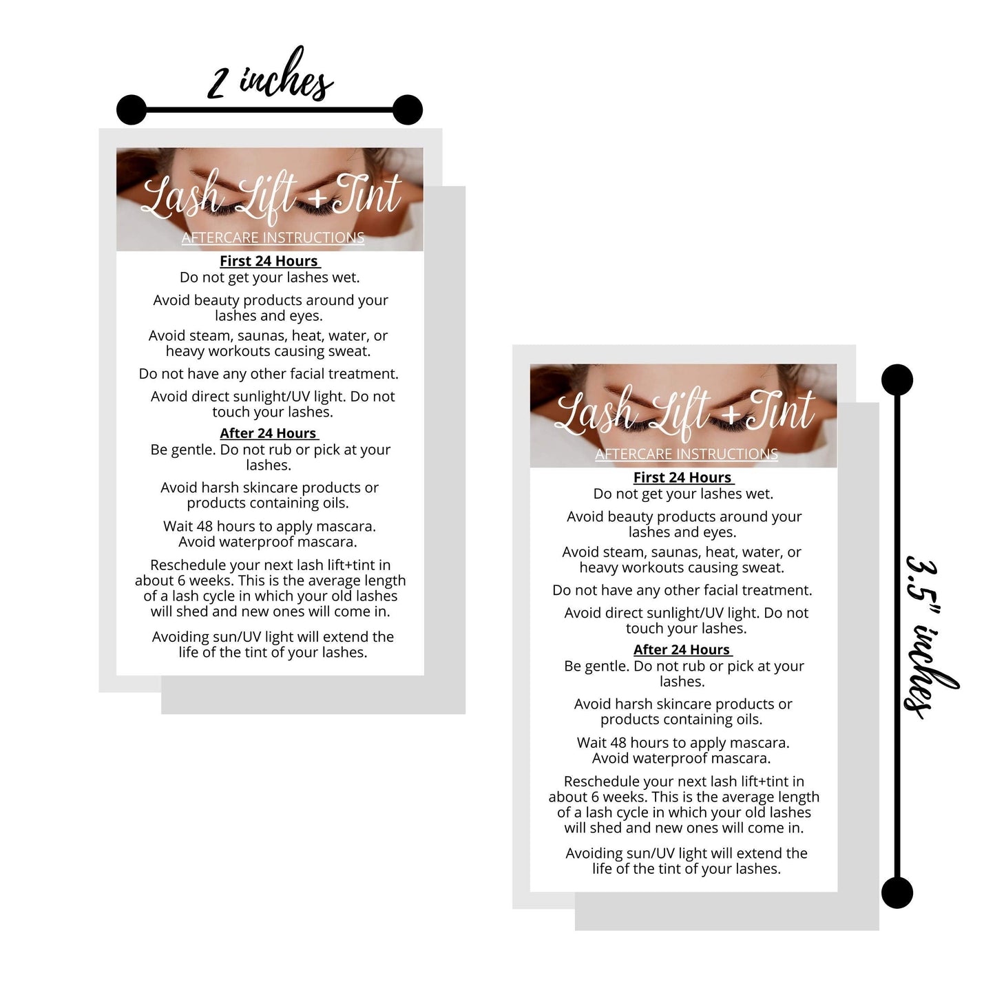 Lash Lift + Tint Aftercare Instruction Cards | 50 Pack | 2 x 3.5” inches Business Card Single Side | Eyelash Lift and Tint Kit at home diy aftercare Beauty & Personal Care Lashicorn