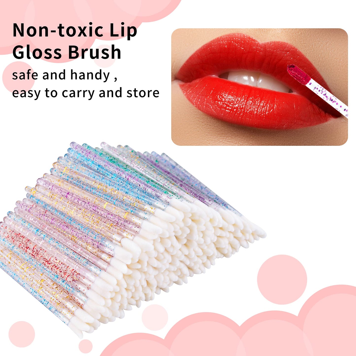 300PCS Glitter Crystal Lip Brush, Disposable Crystal Lip Brushes Tool Kits Lip Gloss Applicators Make Up Brush Lipstick Gloss Wands Makeup Applicators Beauty & Personal Care Mooerca