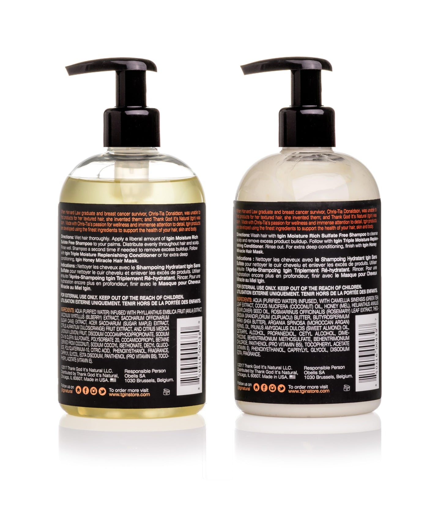 tgin Moisturizing Shampoo & Conditioner Duo for Curly, Coily and Wavy Hair, Sulfate Free, Moisturizes and Detangles Dry Hair, 13 oz (Set) Beauty & Personal Care Thank God It's Natural