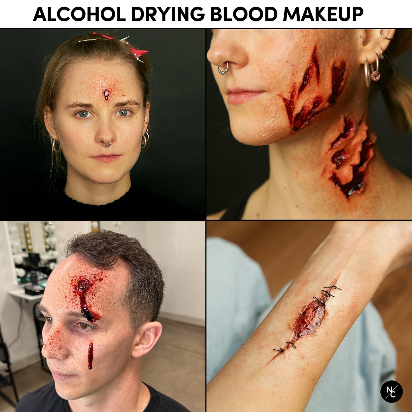 Narrative Cosmetics Alcohol Drying Blood - 2 fl oz | Dries to Touch, Keeps Wet Glossy Look | Won't Transfer or Smudge | SFX Wounds, Scabs, Gore | Beauty & Personal Care Narrative Cosmetics