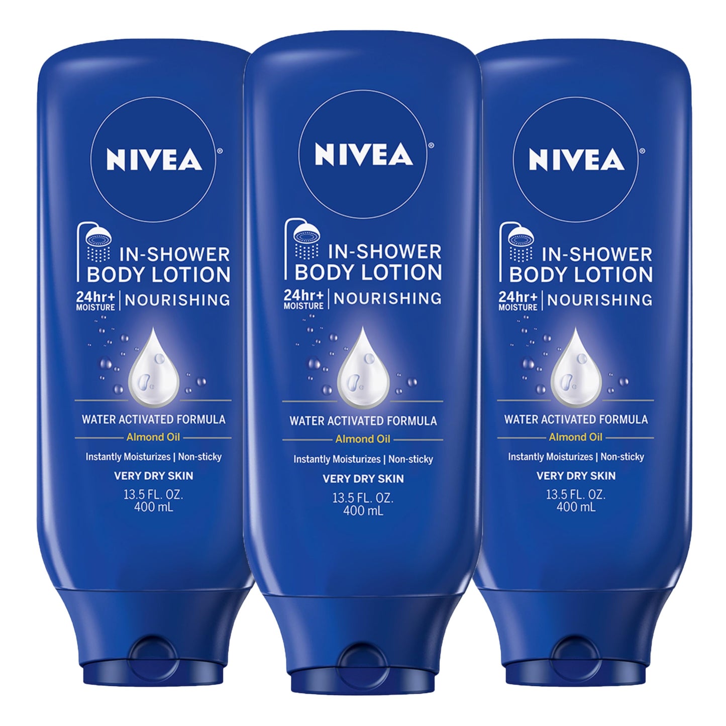 NIVEA Nourishing In Shower Lotion, Water Activated In Shower Moisturizer for Dry to Very Dry Skin, 13.5 FL OZ, Pack of 3 Beauty & Personal Care NIVEA