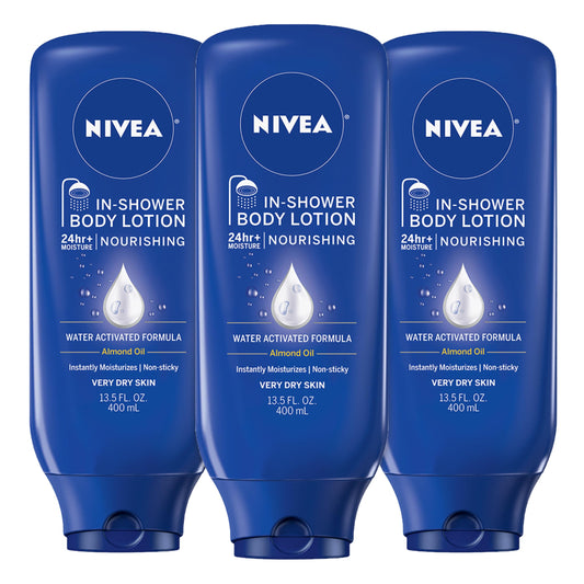 NIVEA Nourishing In Shower Lotion, Water Activated In Shower Moisturizer for Dry to Very Dry Skin, 13.5 FL OZ, Pack of 3 Beauty & Personal Care NIVEA