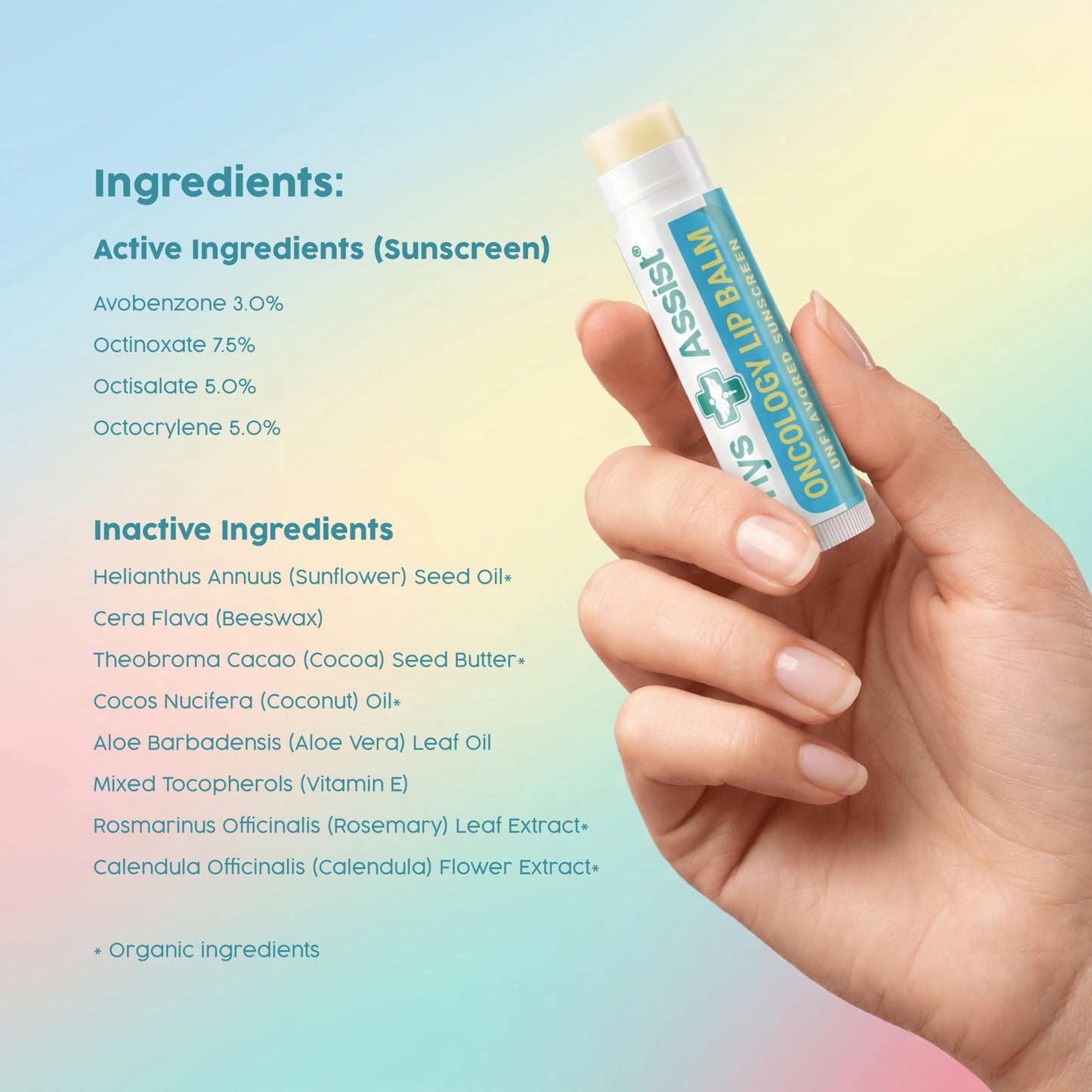 PhysAssist Oncology SPF 15 USDA Organic Lip Balm Unflavored 3 Pack - Hydrating & Protective Lip Care for Dry, Delicate & Sensitive Lips Beauty and Personal Care PhysAssist