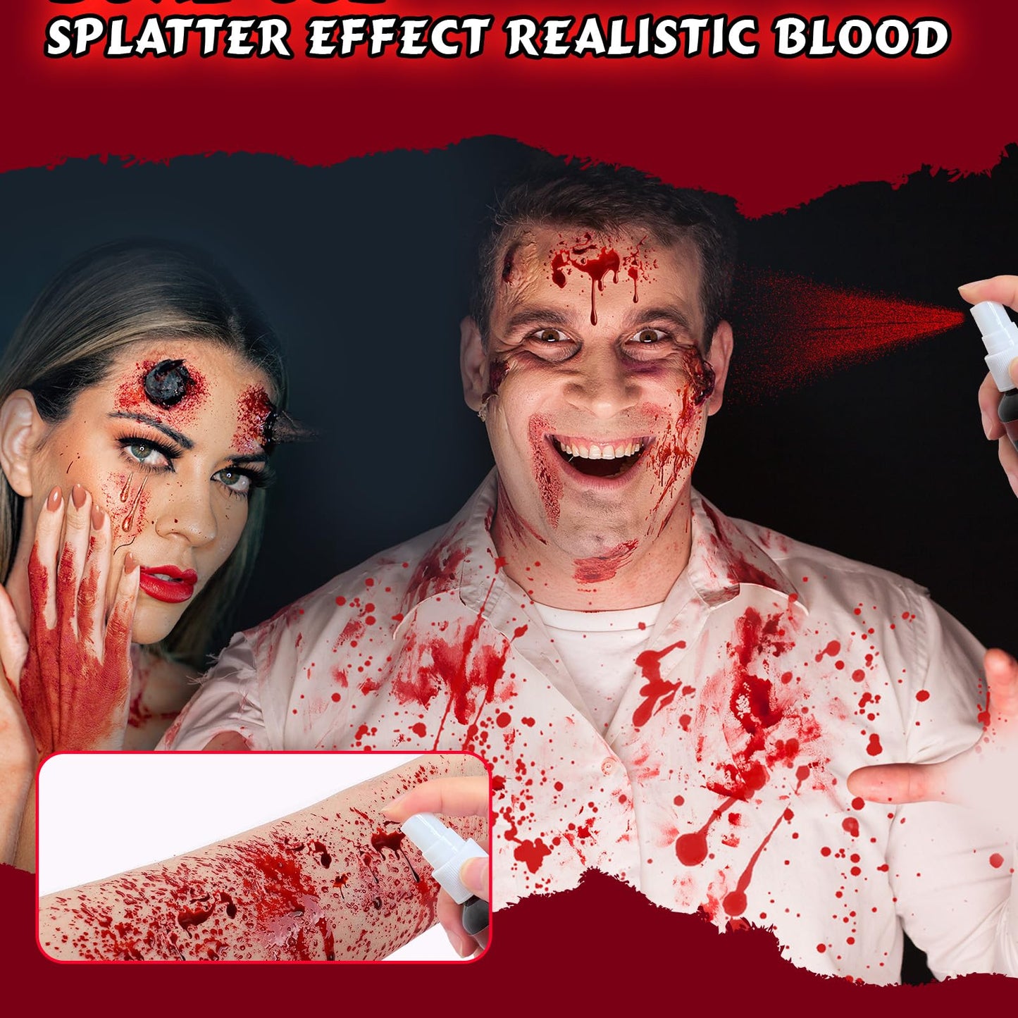 Fake Blood Spray, 2.03 oz Vampire Blood Splatter, Halloween Fake Blood for Clothes, Zombie Bride, Vampire and Monster SFX Scary Clown Makeup & Dress Beauty & Personal Care Bwhrmt