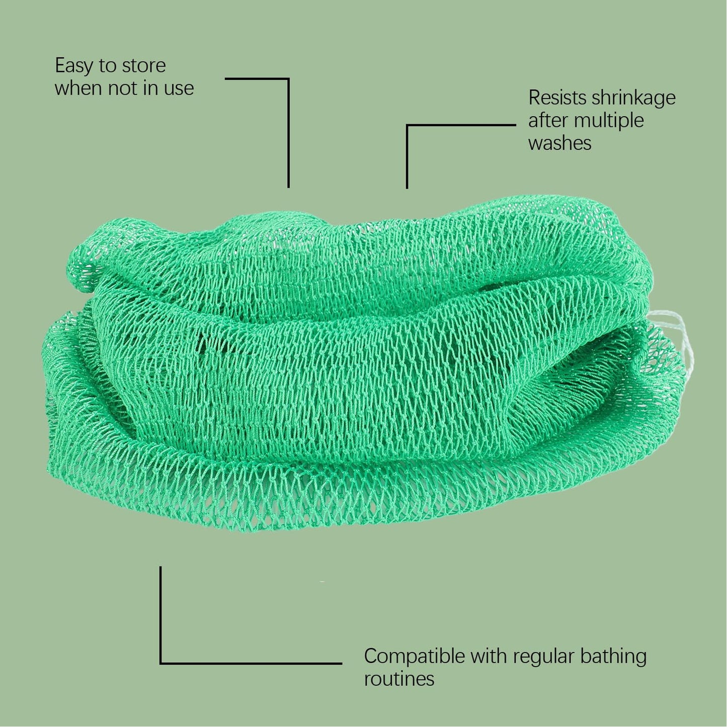 ZJchao Exfoliating Bath Sponge Net Loofah with Skin Friendly Nylon for Removing Dead Skin Cells Spa Like Retreat 13.78 x 31.5in Green Beauty and Personal Care ZJchao