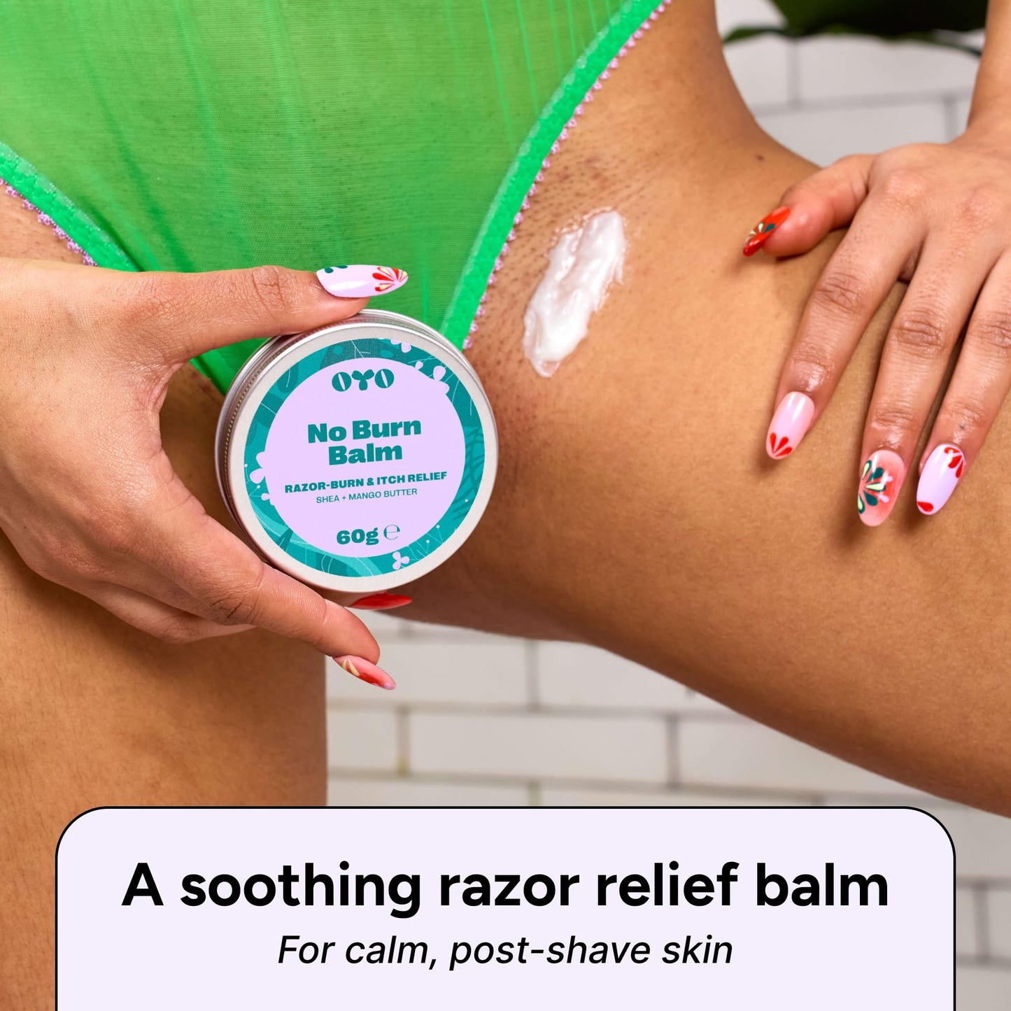 No Burn Balm by OYO - Razor Burn Relief Balm for Bikini Line, Underarms & Intimate Areas, 100% Natural, Fragrance-Free Soothing Formula with Shea Beauty and Personal Care OYO