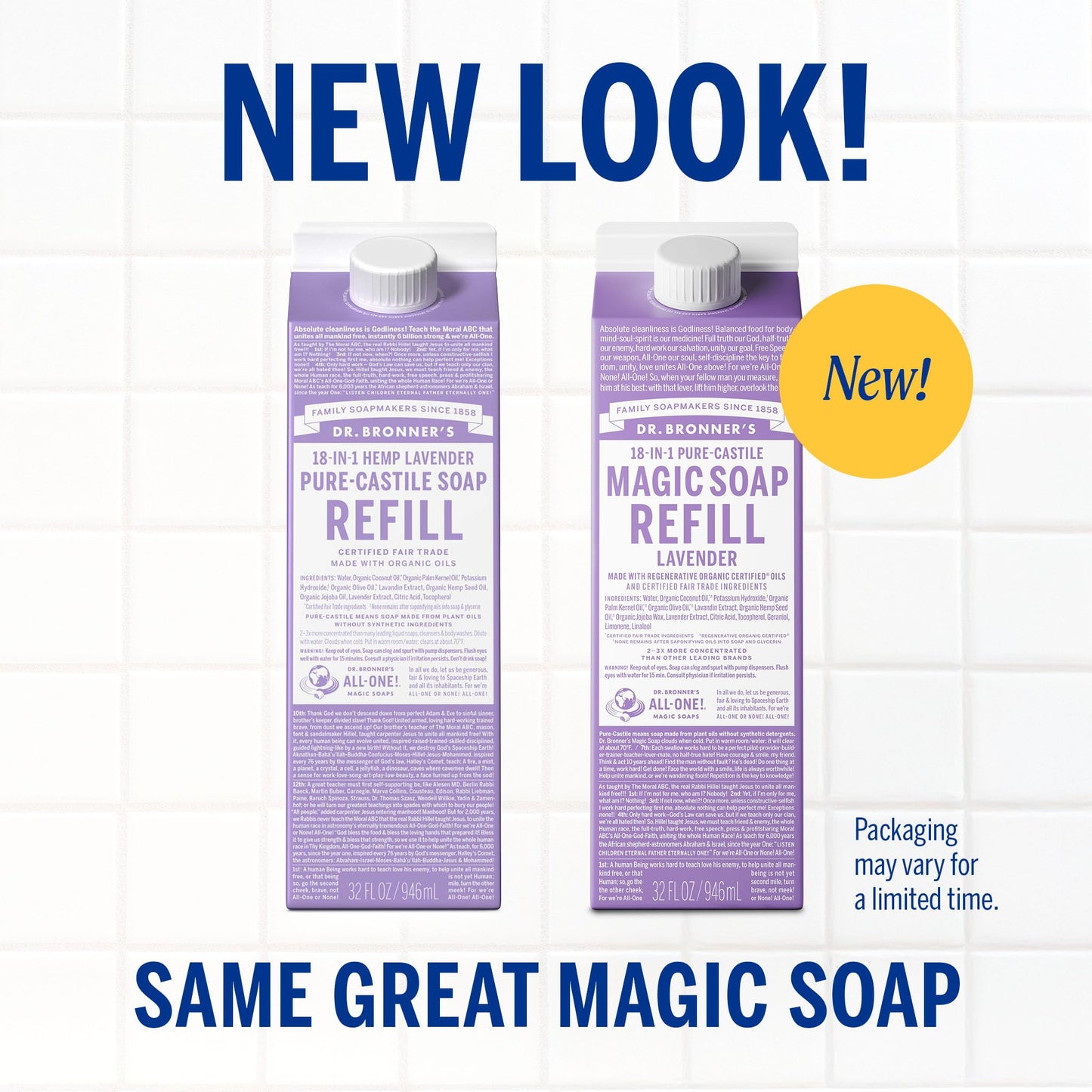 Dr. Bronner's Magic Soap-Pure-Castile Liquid Refill (Lavender, 32 ounce, 2-Pack) - Made with Regenerative Organic Certified Oils, For Body, Hair Beauty & Personal Care Dr. Bronner's