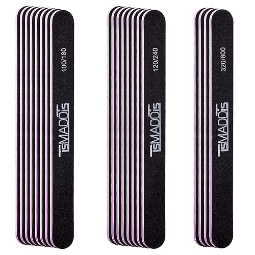 TsMADDTs Nails File 20 PCS Double Sided Emery Board for Natural Acrylic Nails 100 120 180 240 320 800 Grits, Professional Manicure Pedicure Tools Beauty & Personal Care TsMADDTs