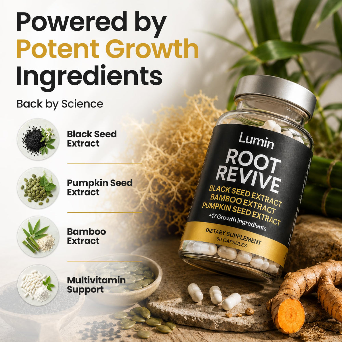 Lumin Root Revive - Hair Growth Supplements for Black Women - Iron & Zinc
