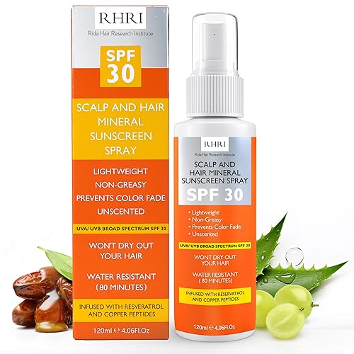 Premium SPF 30 Hair Sunscreen Spray | Non-Greasy UV Protection for Hair and Scalp | Prevents Color Fade and Dryness | Travel-Size UV Protection | Beauty & Personal Care Rida Hair Research Institute
